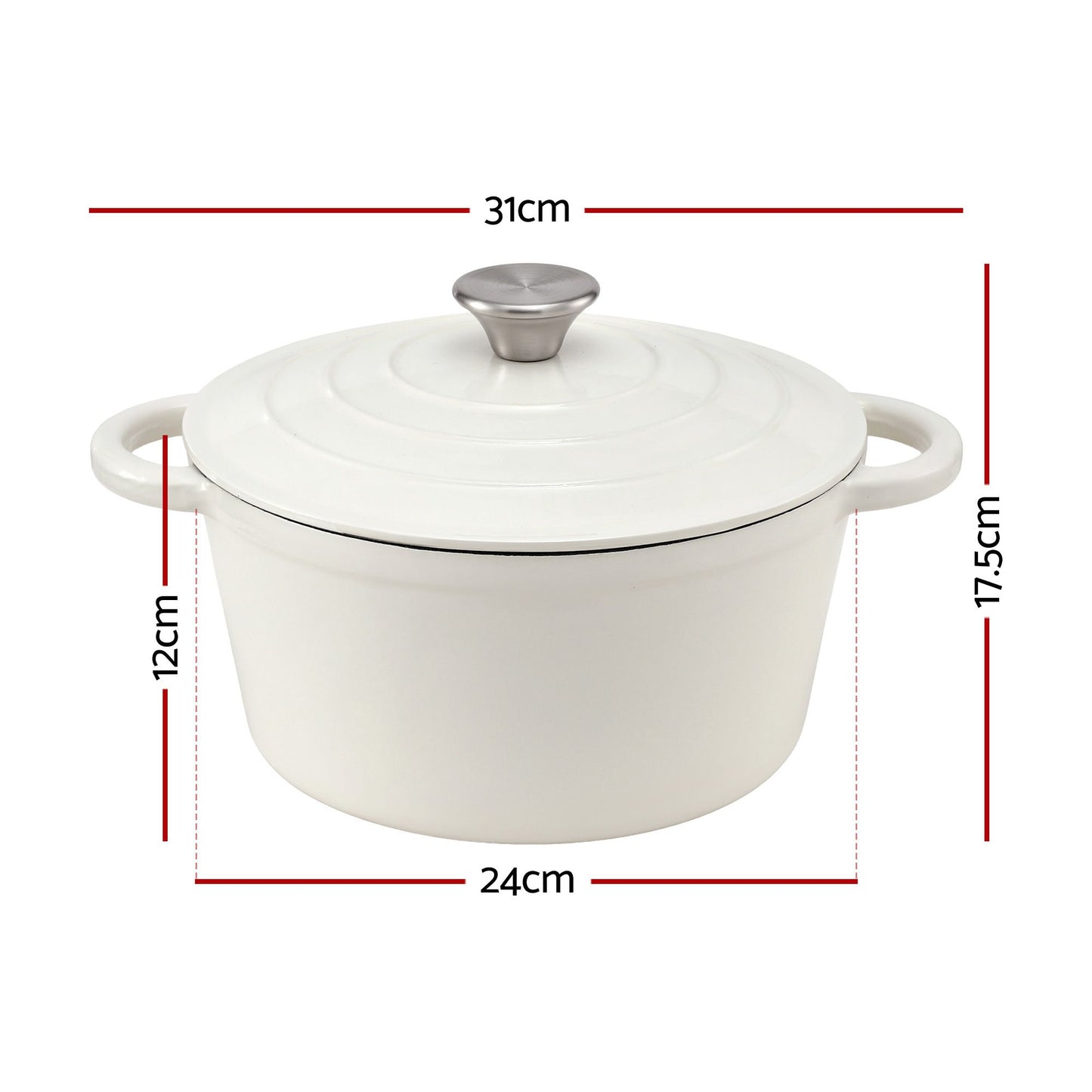 5-Star Chef 3.8L Enameled Cast Iron Dutch Oven Pot with Lid for Sourdough Bread Baking