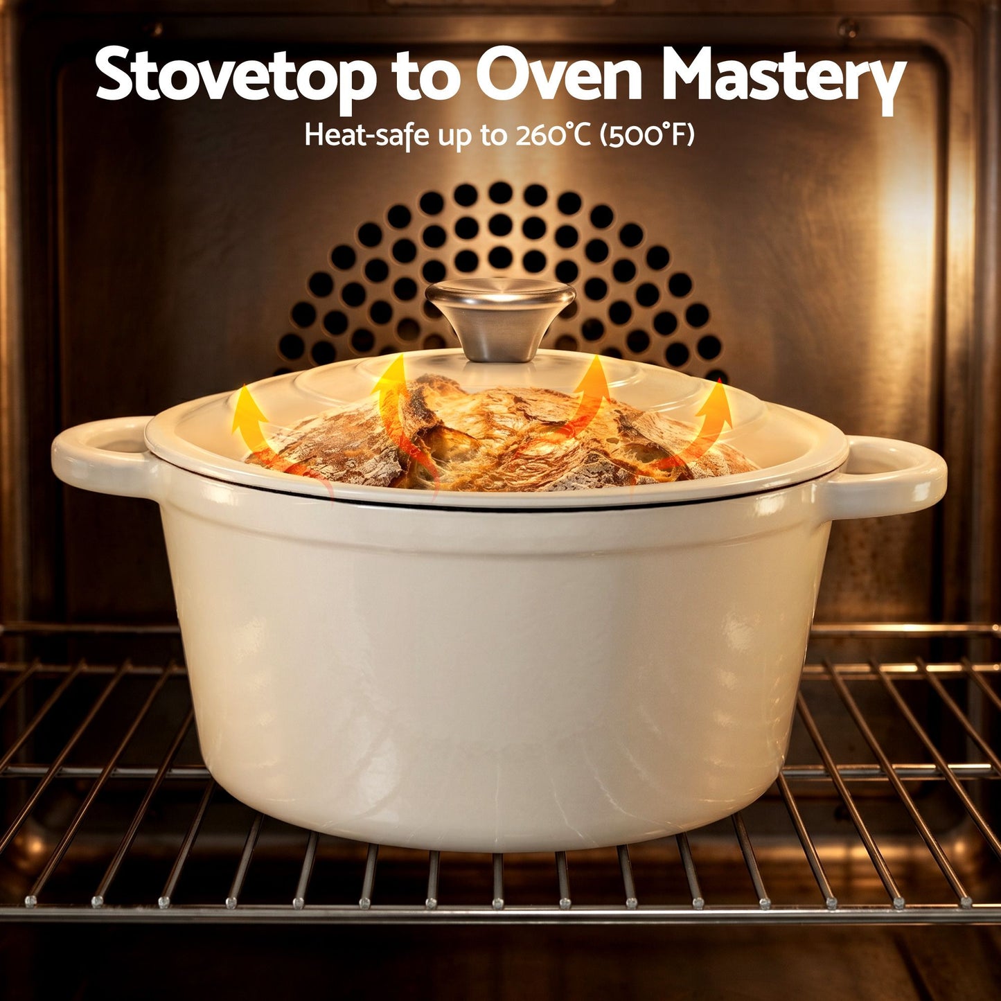 5-Star Chef 3.8L Enameled Cast Iron Dutch Oven Pot with Lid for Sourdough Bread Baking
