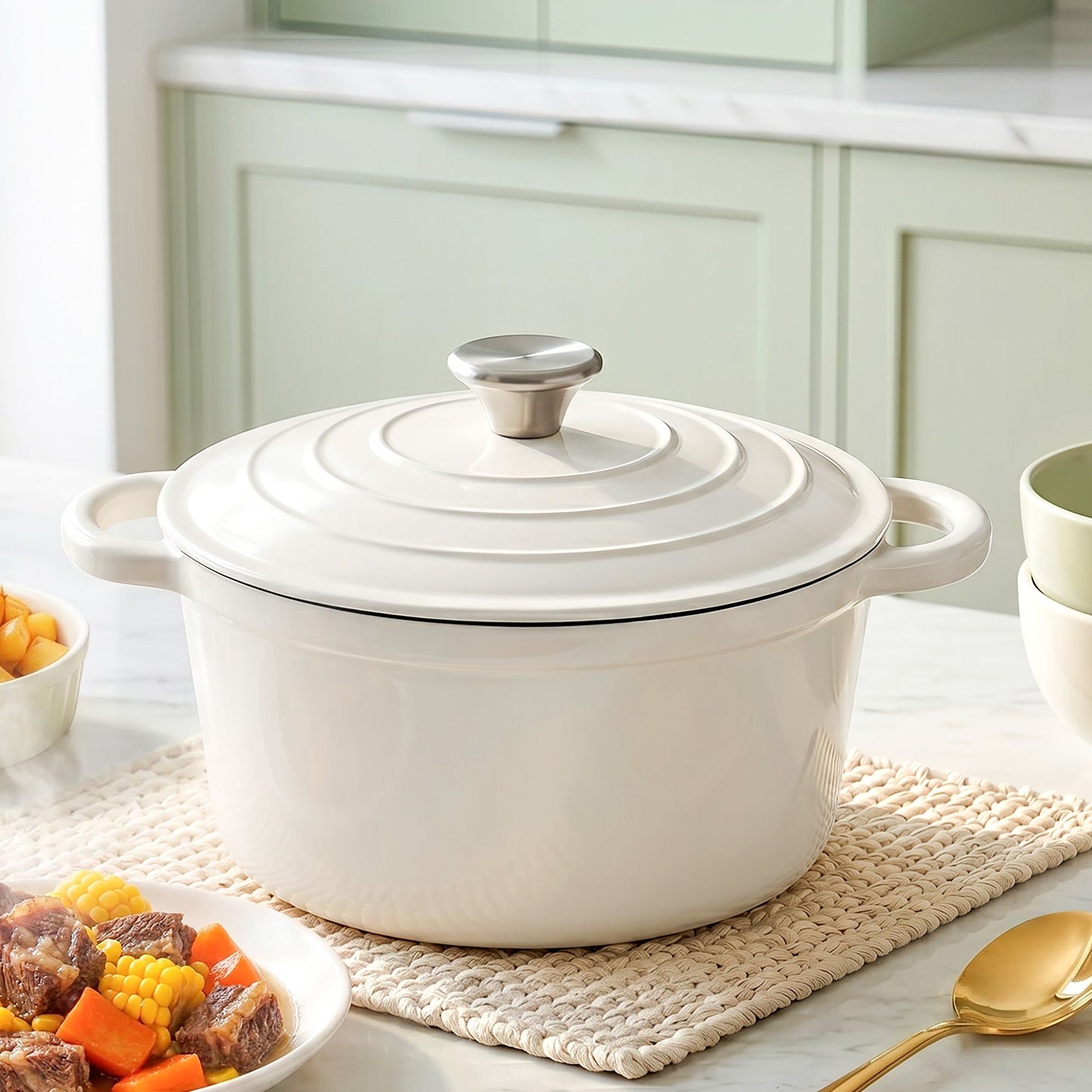 5-Star Chef 3.8L Enameled Cast Iron Dutch Oven Pot with Lid for Sourdough Bread Baking