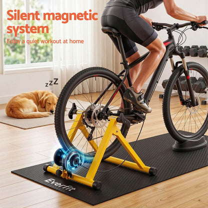 Everfit Bike Trainer Stand Indoor Riding Bicycle 6 Level Cycling Home Gym Yellow