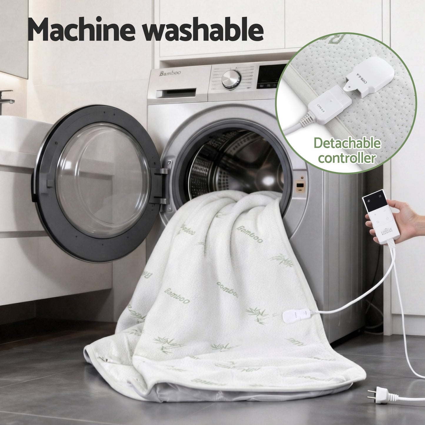 Giselle Electric Blanket Bamboo Fabric King Single Fitted Heated Pad Underlay Washable Winter