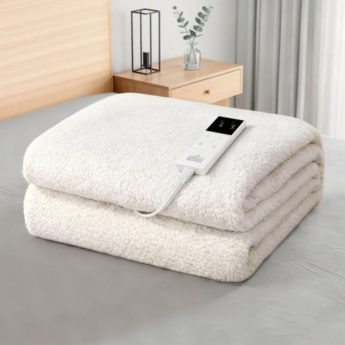 Giselle Electric Blanket LED Remote Sherpa Fleece Underlay Fully Fitted Machine Washable King Single