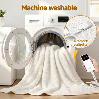 Giselle Electric Blanket LED Remote Sherpa Fleece Underlay Fully Fitted Machine Washable King Single