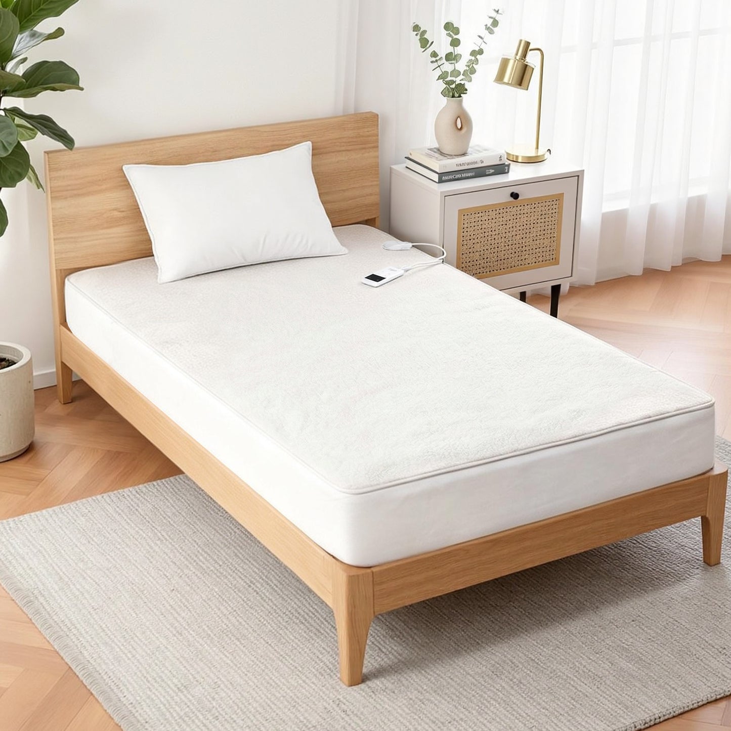 Giselle Electric Blanket LED Remote Sherpa Fleece Underlay Fully Fitted Machine Washable King Single