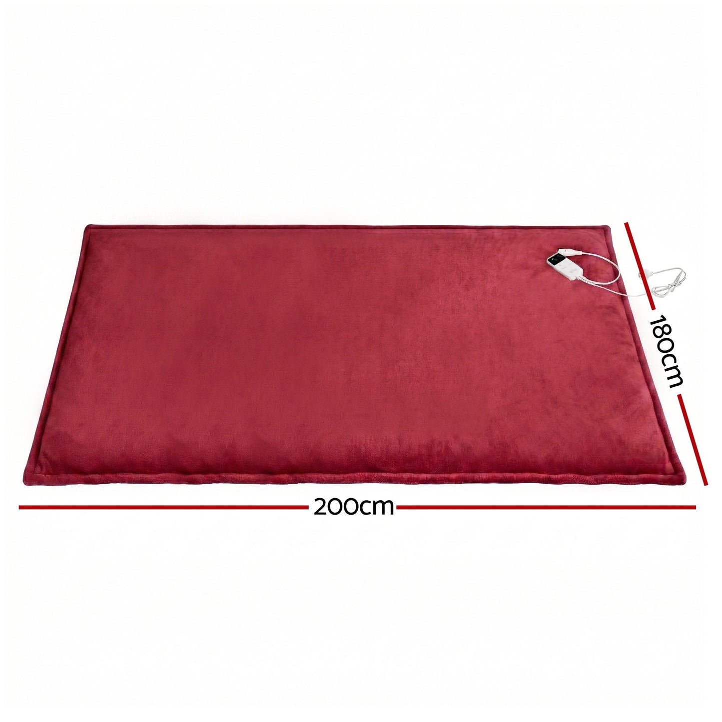 Giselle Electric Throw Rug Double Size 200x180cm Fleece Flannel Heated Blanket Burgundy