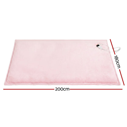 Giselle Electric Throw Rug Double Size 200x180cm Fleece Flannel Heated Blanket Pink