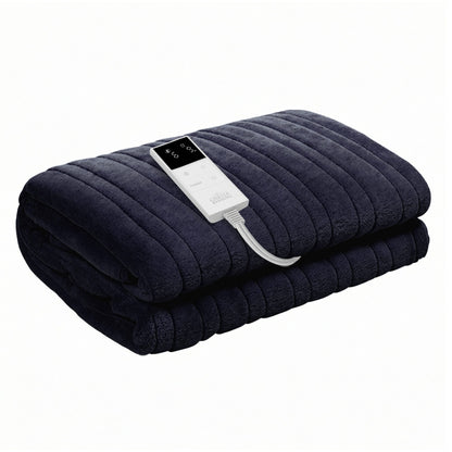 Giselle Electric Throw Rug Double Size 200x180cm Coral Fleece Heated Blanket Charcoal
