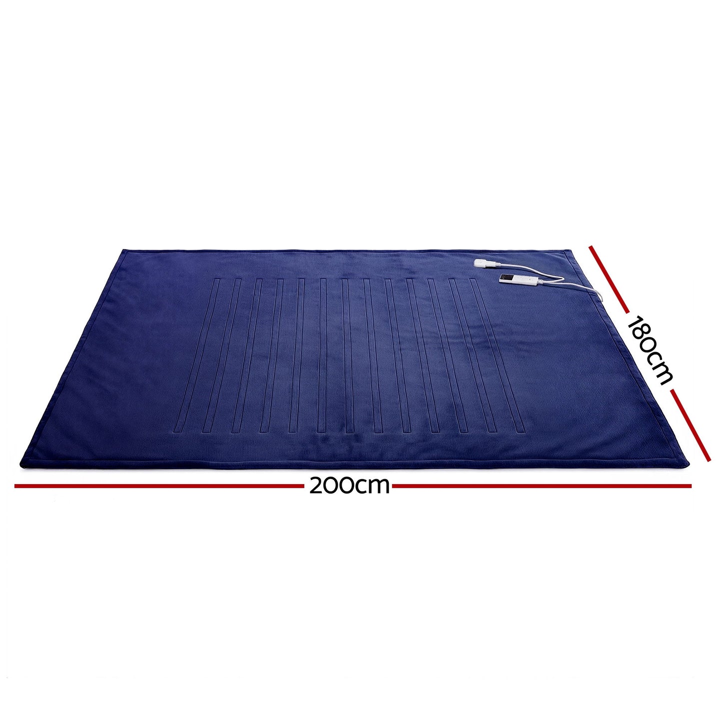 Giselle Electric Throw Rug Double Size 200x180cm Coral Fleece Heated Blanket Navy Blue