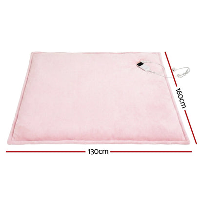 Giselle Electric Throw Rug Dual Side Fleece Flannel Heated Blanket Pink