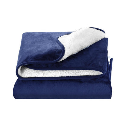 Giselle Electric Throw Rug Heated Blanket Washable Snuggle Flannel Winter Navy