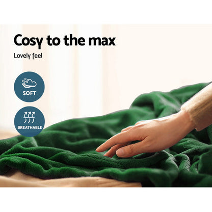 Giselle Electric Throw Rug Heated Blanket Washable Snuggle Flannel Winter Green