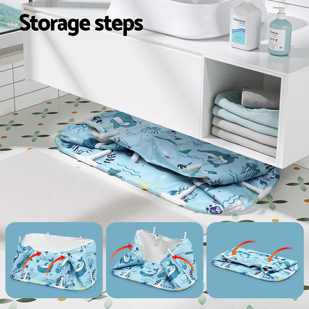 Weisshorn Foldable Bathtub PVC Spa Bucket Inflatable Cushion 114x62cm Blue