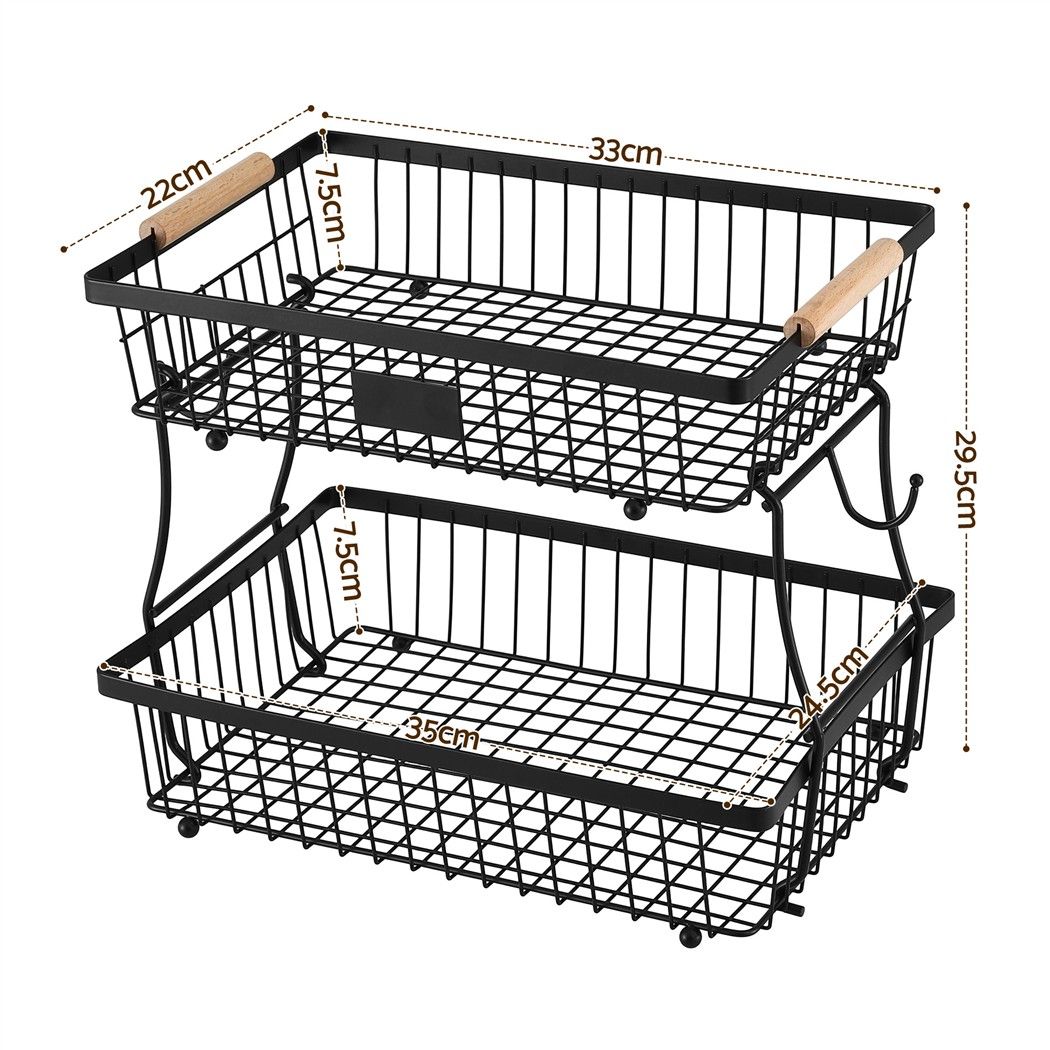 5-Star Chef 2 Tier Fruit Basket Bowl Detachable Kitchen Food Storage Stand