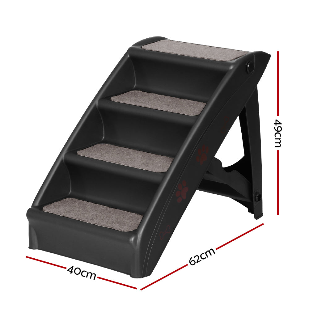 i.Pet Dog Ramp Steps For Bed Sofa Car Pet Stairs Ladder Portable Foldable Black