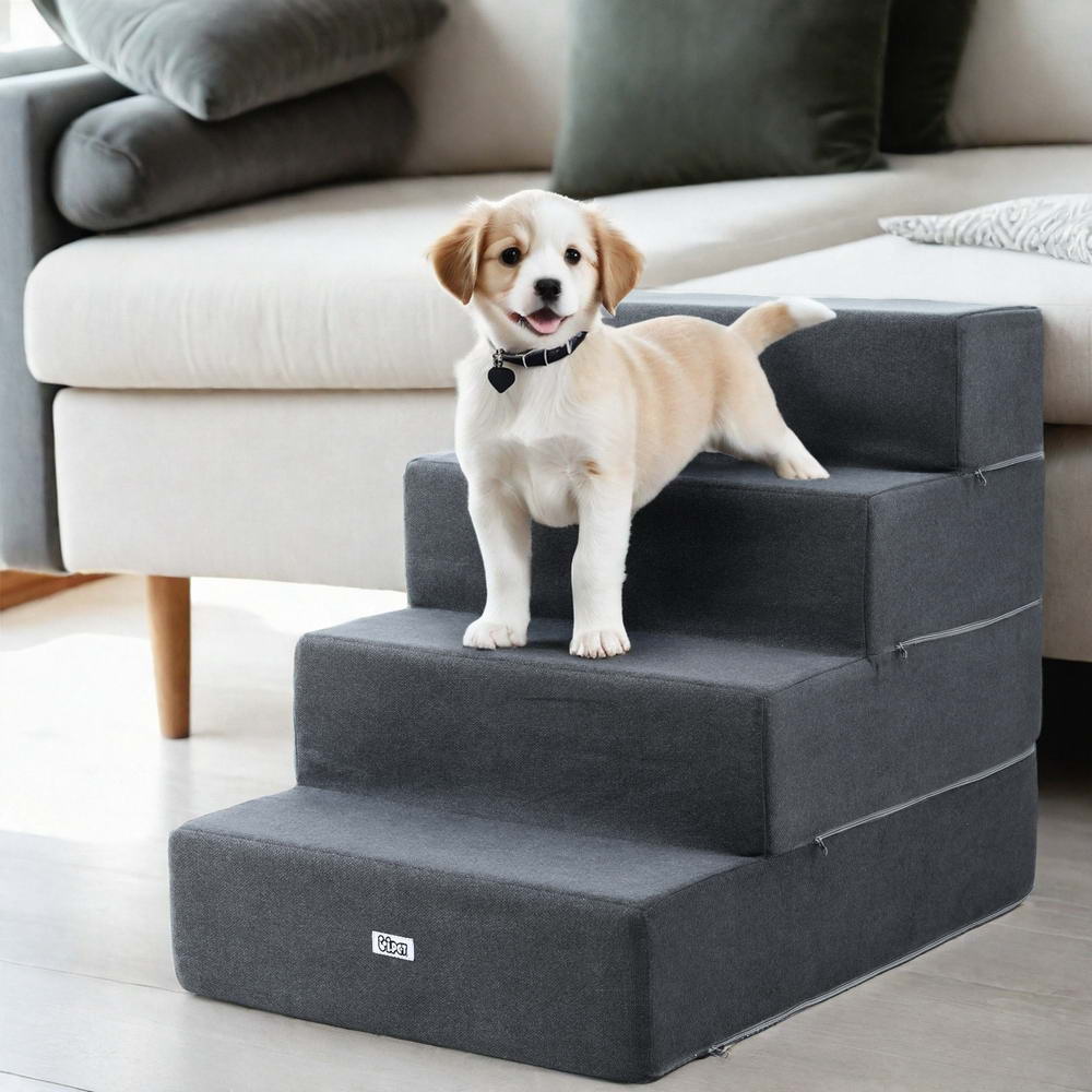 i.Pet Dog Ramp Foam Dog Cover Stairs Portable Cat Ladder For Sofa Bed 4 Steps