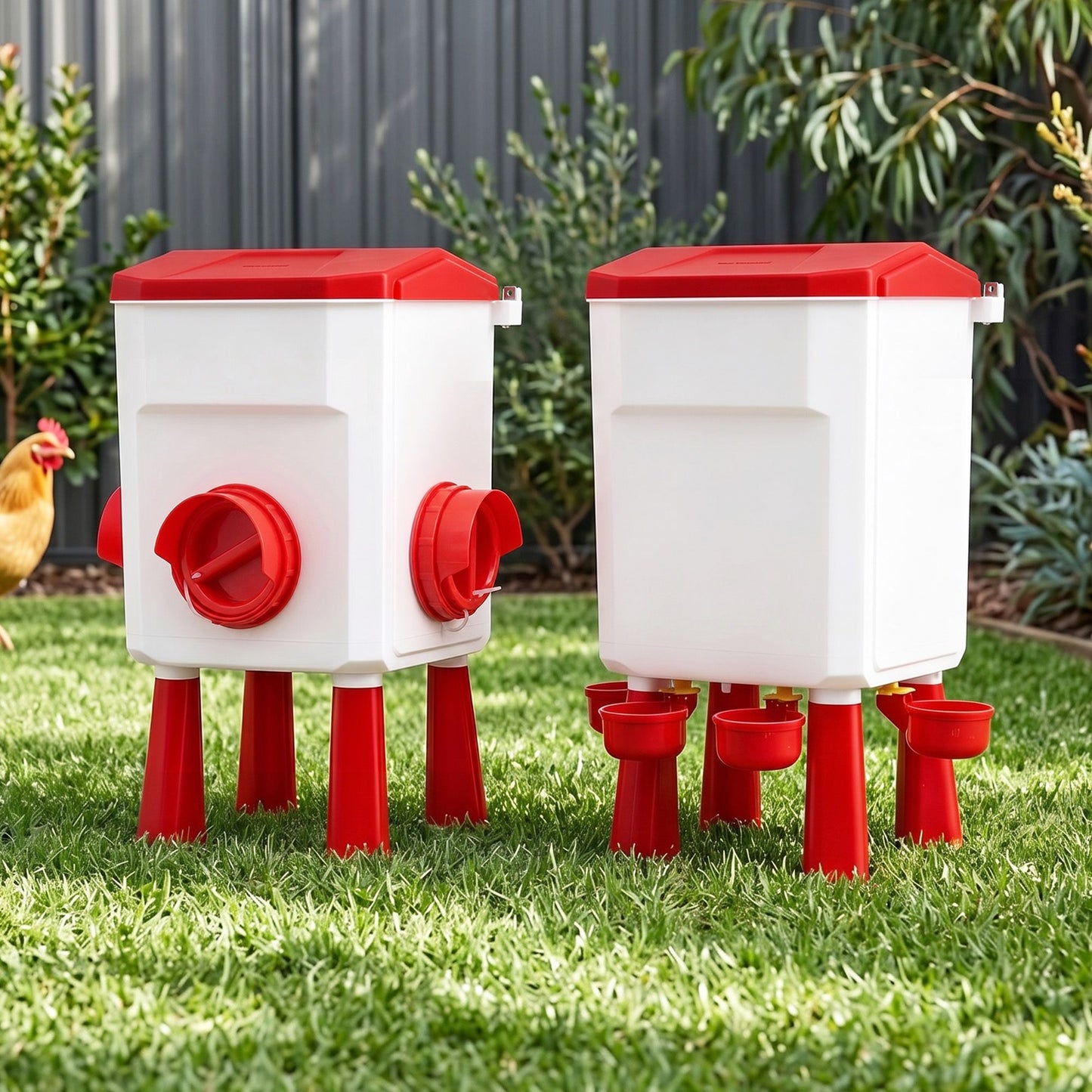 Giantz 12kg Chicken Feeder and 11L Waterer Set Large Capacity Poultry Drinker Kit