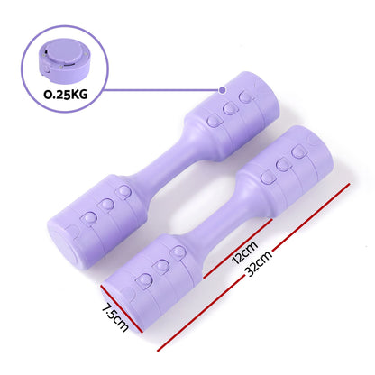 Everfit Adjustable Dumbbell Set 2.5kg x 2 Weights Set 4-in-1 for Women Home Gym Purple