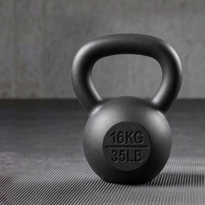 Everfit 16kg Cast Iron Kettlebell Powder Coating Flat Bottom Home Gym