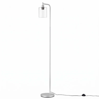 Artiss Floor Lamp Modern Industrial Standing Light with Clear Glass Shade, Silver Metal Tall Lamp for Living Room, Bedroom & Office, Anti-Tipping Weighted Base & Foot Switch (Bulb Not Included)