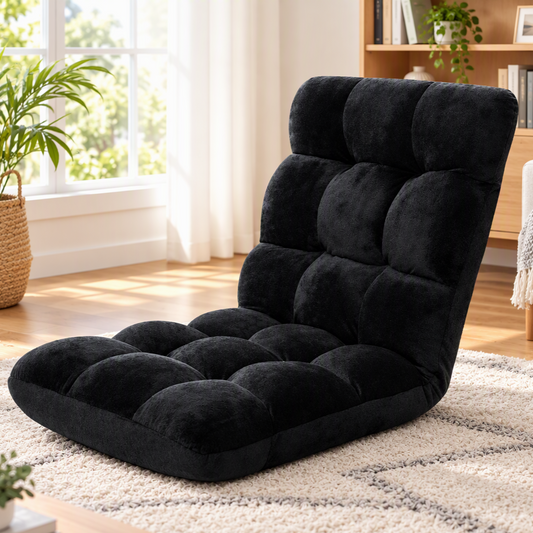 Artiss Lounge Sofa Bed Flannel Fabric Black