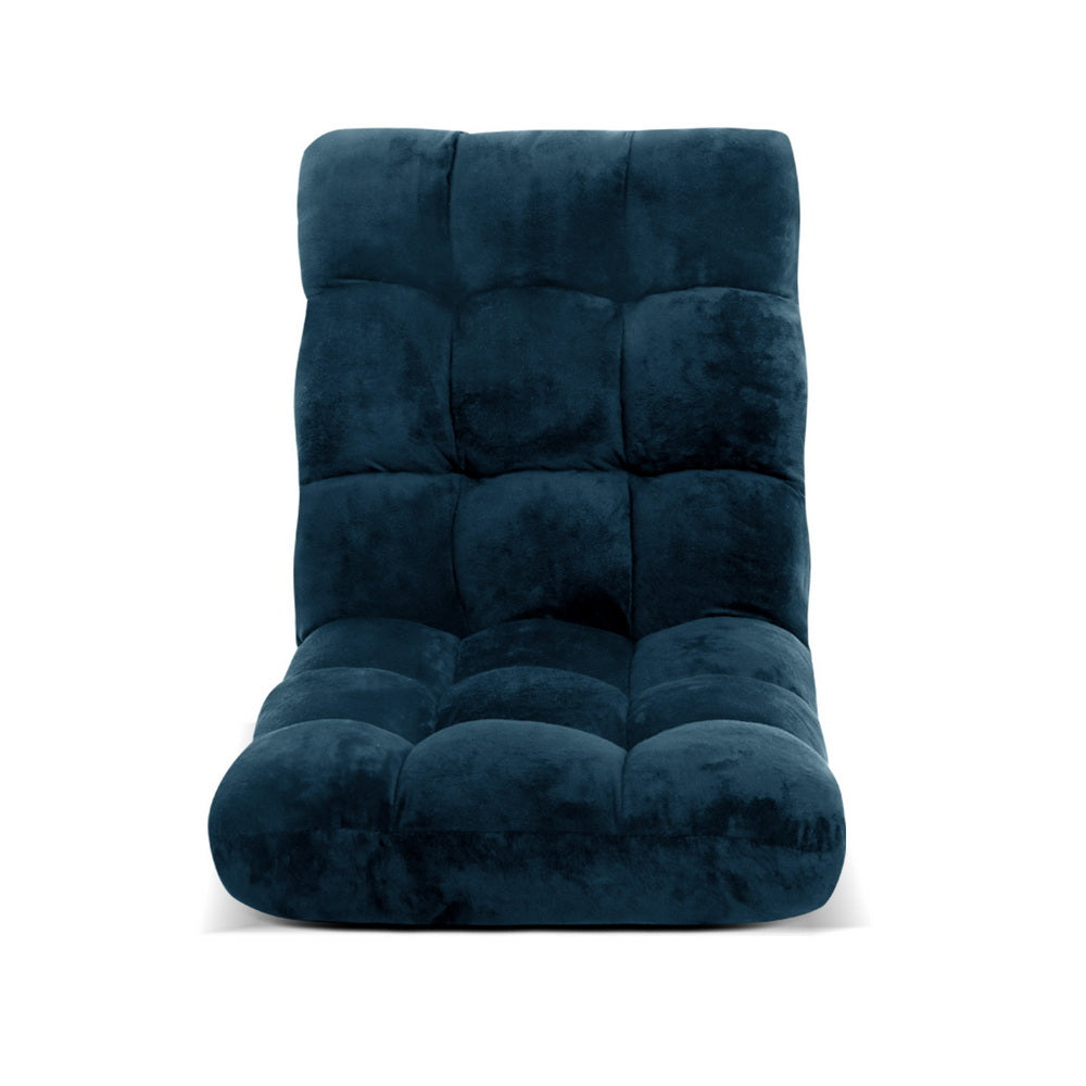 Artiss Floor Lounge Sofa Bed Flannel Fabric Navy
