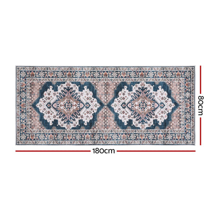 Artiss 80 x 180 cm Washable Runner Area Rug No Hard Glue Quilt-Like Soft for Home Decor, 0.5cm Ultra-Thin Pet Friendly Bohemian Medallion Bedroom Carpet