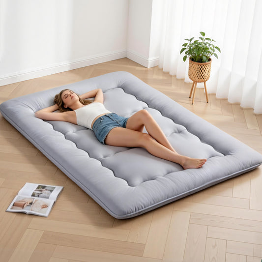 Giselle Bedding 10cm Japanese Floor Mattress Foldable Futon Mattress Washable Cover Straps