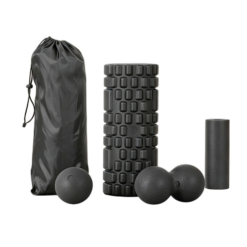 Everfit Foam Roller Set 4 in 1 Grid High Density Massager for Deep Tissue Trigger Point Myofascial Release Back Pain Muscle Recovery Gym Home Fitness Equipment with Storage Bag Supports 150kg