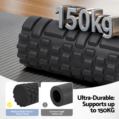 Everfit Foam Roller Set 4 in 1 Grid High Density Massager for Deep Tissue Trigger Point Myofascial Release Back Pain Muscle Recovery Gym Home Fitness Equipment with Storage Bag Supports 150kg