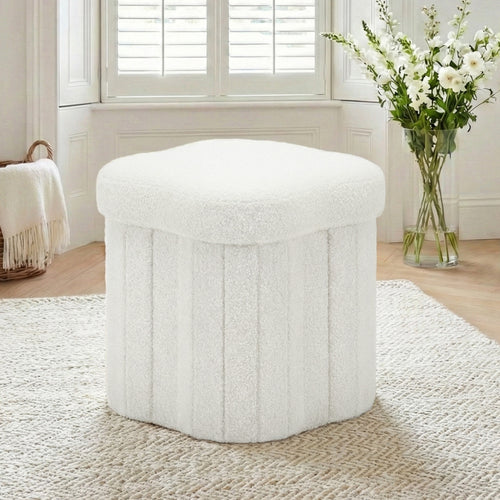 Artiss Storage Ottoman Foot Stool Foldable White