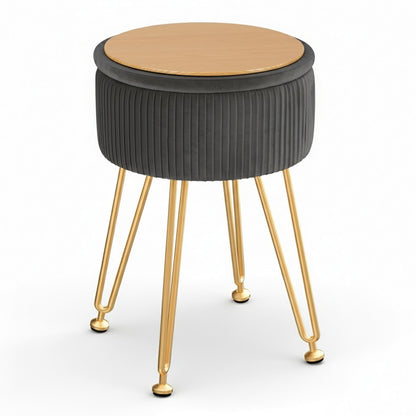 Artiss Ottoman Storage Foot Stool Vanity Velvet Round Grey