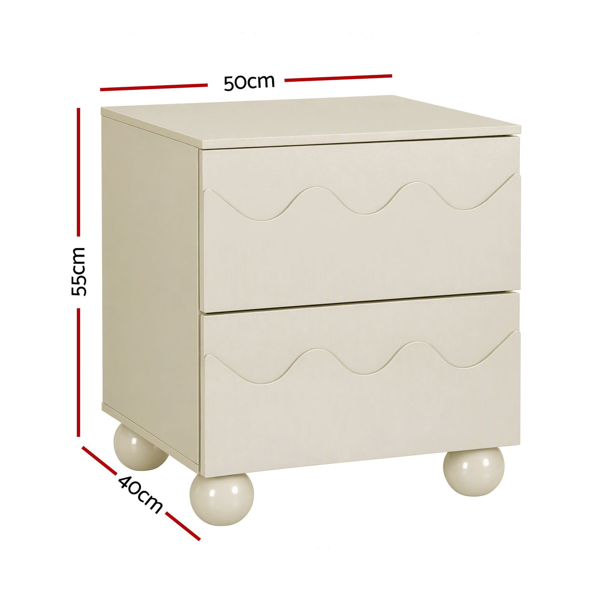 Artiss Bedside Table Nightstand 2 Drawers Storage Side Cabinet Beige