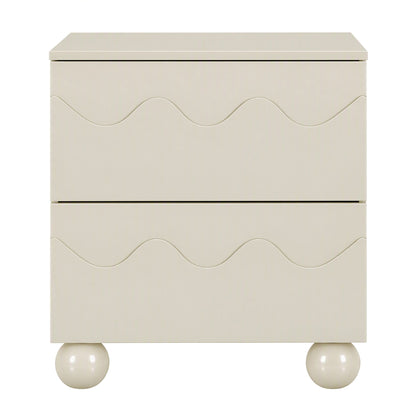 Artiss Bedside Table Nightstand 2 Drawers Storage Side Cabinet Beige