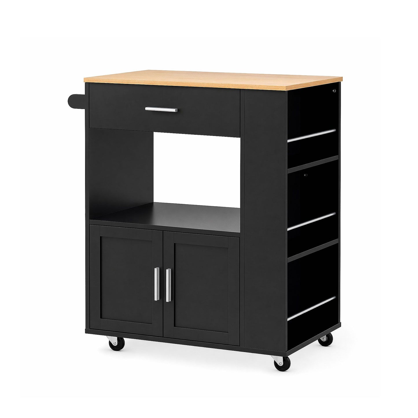 Artiss Kitchen Island Trolley Rolling Serving Cart Storage Cart Shelf Towel Rack