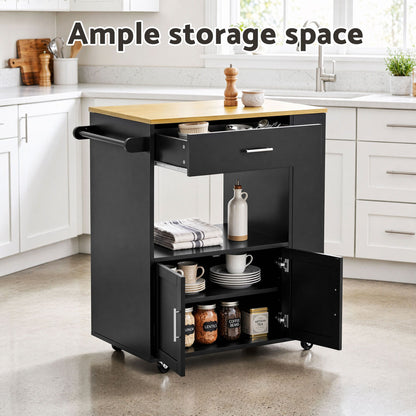 Artiss Kitchen Island Trolley Rolling Serving Cart Storage Cart Shelf Towel Rack