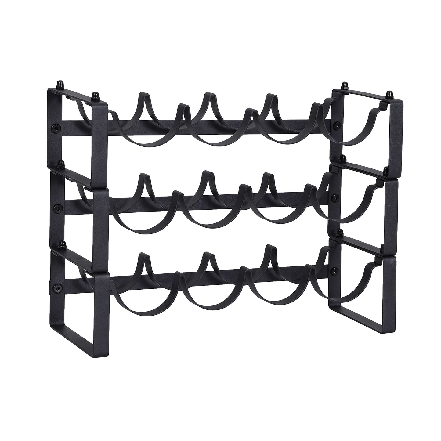 Artiss 3-Tier Wine Rack Metal Freestanding 12 Bottles Modular Countertop Wine Display Shelf Black
