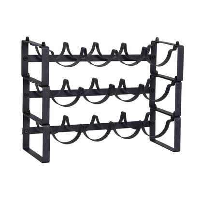 Artiss 3-Tier Wine Rack Metal Freestanding 12 Bottles Modular Countertop Wine Display Shelf Black