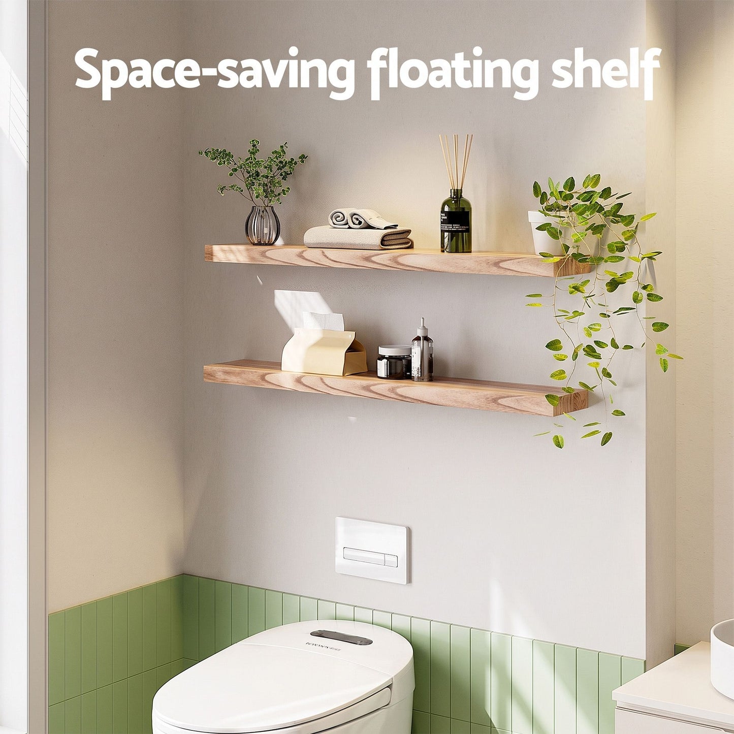 Artiss Floating Wall Shelf Set of 2 Wood 90CM