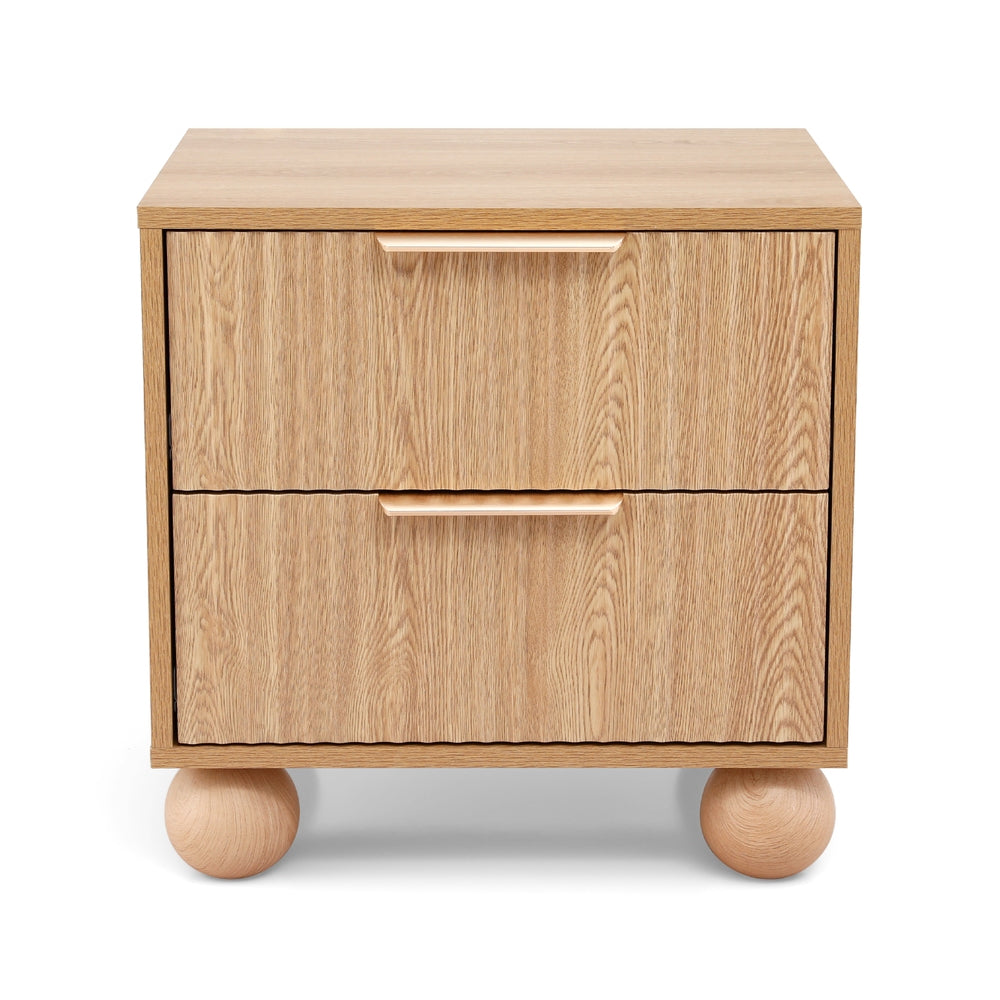 Artiss Rattan Bedside Table 2 Drawers Pine