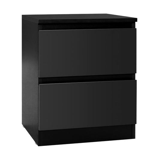 Artiss Bedside Table 2 Drawers - PEPE Black