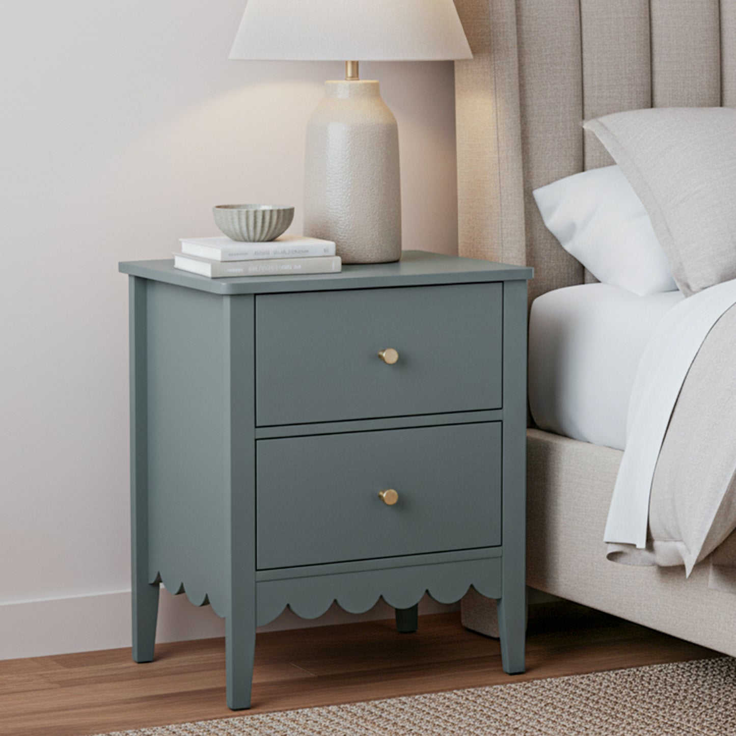 Artiss Bedside Table 2 Drawers Bedroom Storage Nightstand Green