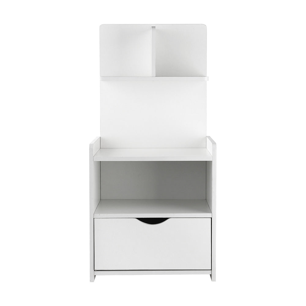 Artiss Bedside Table 1 Drawer with Shelves - EVERMORE White