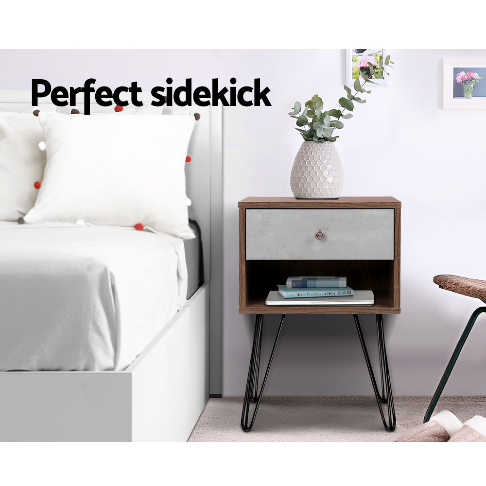 Artiss Bedside Table 1 Drawers with Shelf - LARS