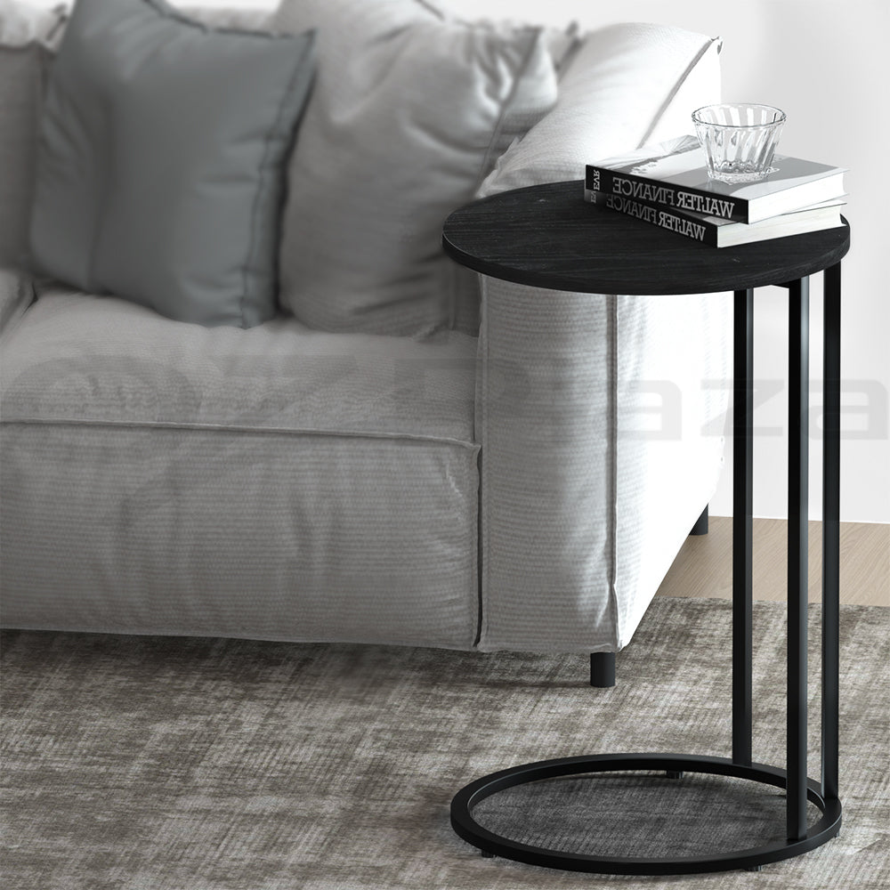 Artiss Coffee Table Side Table Round Black Martha