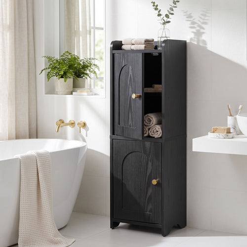 Artiss Bathroom Storage Cabinet Freestanding Cupboard Narrow Floor Shelf Black
