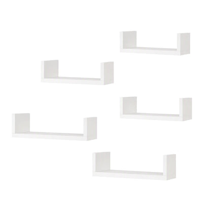 Artiss Floating Wall Shelves Set of 5 Mounted U-Shape Display Ledge, White