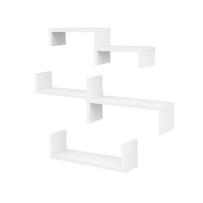 Artiss Floating Wall Shelves Set of 5 Mounted U-Shape Display Ledge, White