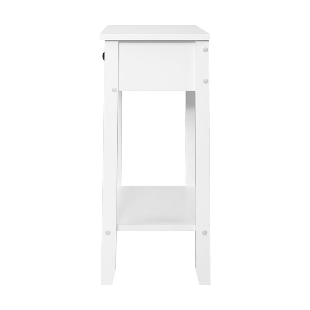 Artiss Bedside Table 1 Drawer with Shelf - BOWIE White