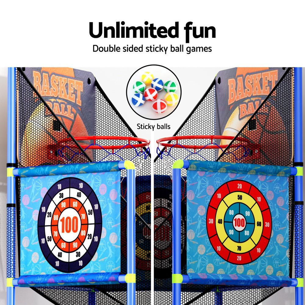 Basketball Arcade Game Electronic Scorer 3 Games Adjustable Kids Blue