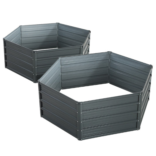 Green Fingers 2x Garden Bed 130x130x46cm Planter Box Raised Container Galvanised